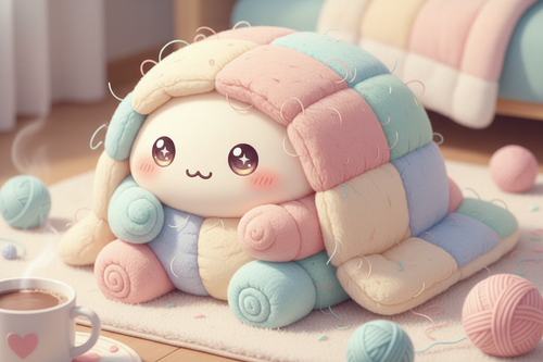 hace una especie de manta con ojitos tierno